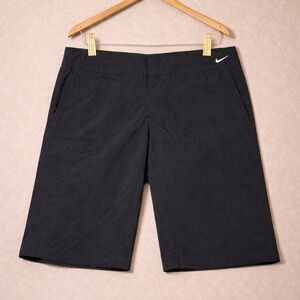 Long Nike Dark Shorts with White Logo